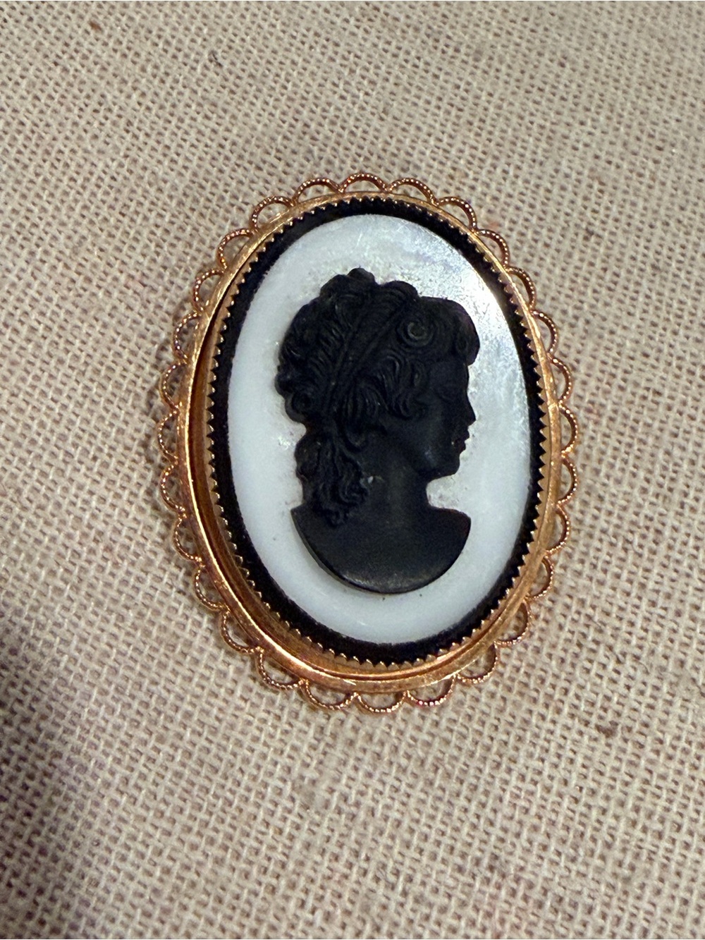 Vintage Amco 14K Gold Filled Genuine Cameo Brooch Pendant Pin